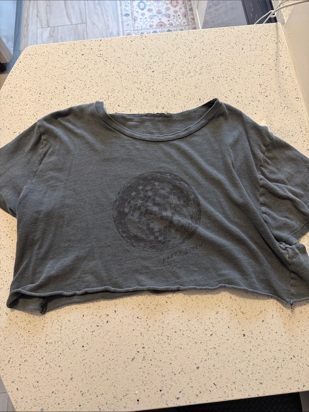 Washed Gray Cropped Graphic Tee - Women's Top